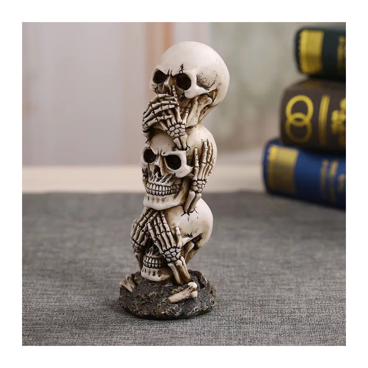 MINIDEAL Punk Schädel Ornament aus Kunstharz in Weiß als kreative Halloween Desktop Dekoration - Bild 3