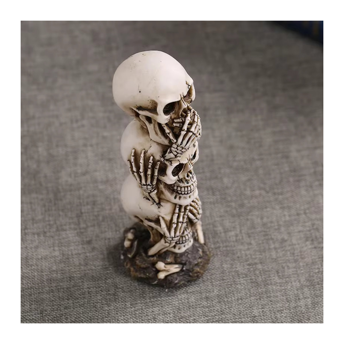 MINIDEAL Punk Schädel Ornament aus Kunstharz in Weiß als kreative Halloween Desktop Dekoration - Bild 4