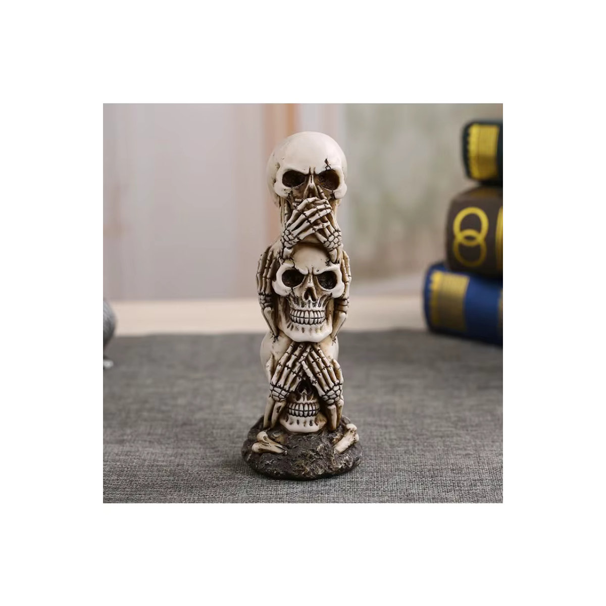 MINIDEAL Punk Schädel Ornament aus Kunstharz in Weiß als kreative Halloween Desktop Dekoration - Bild 5