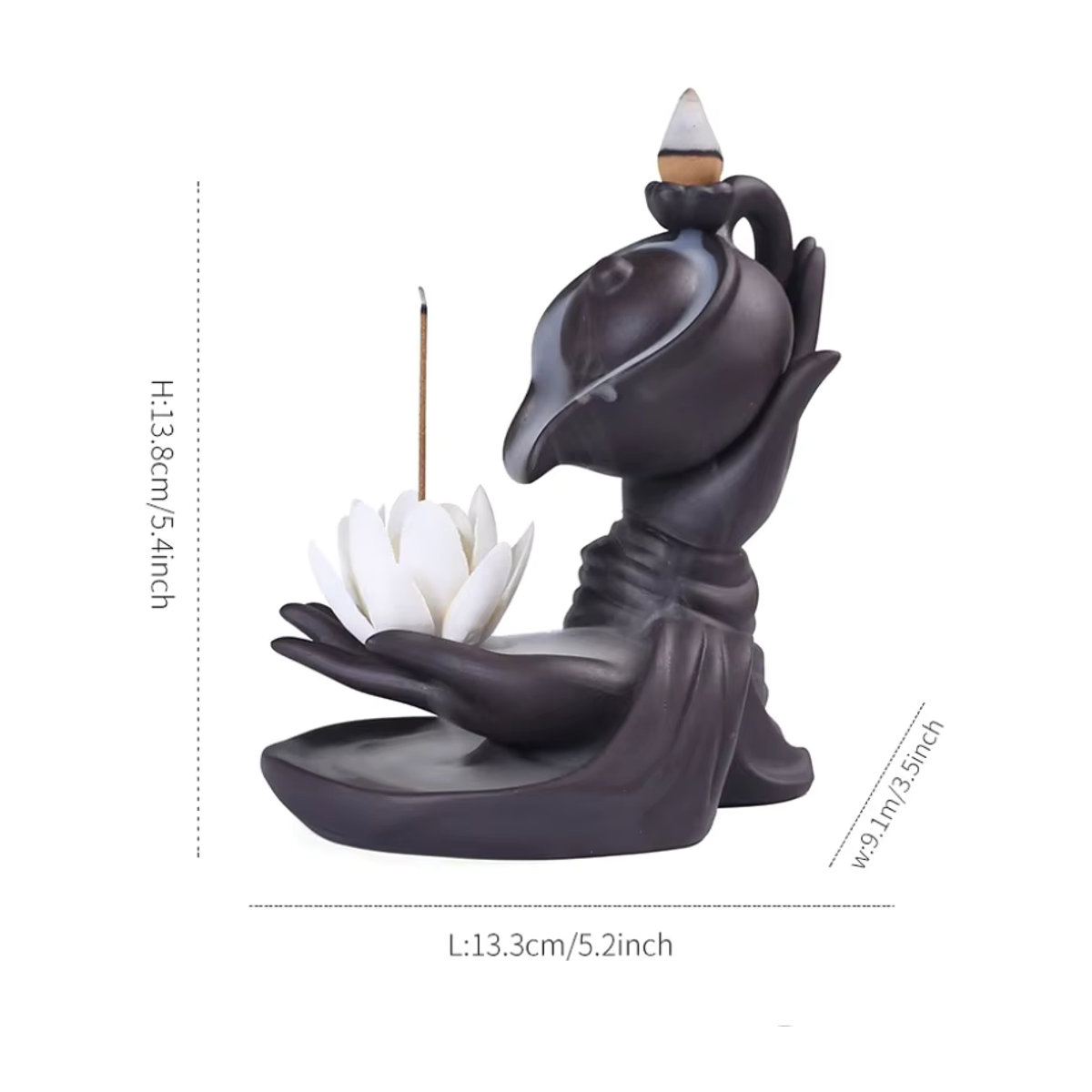 MINIDEAL Rückfluss-Räuchergefäß Buddha mit Lotus-Design aus Keramik in Lila und Schwarz - Bild 6