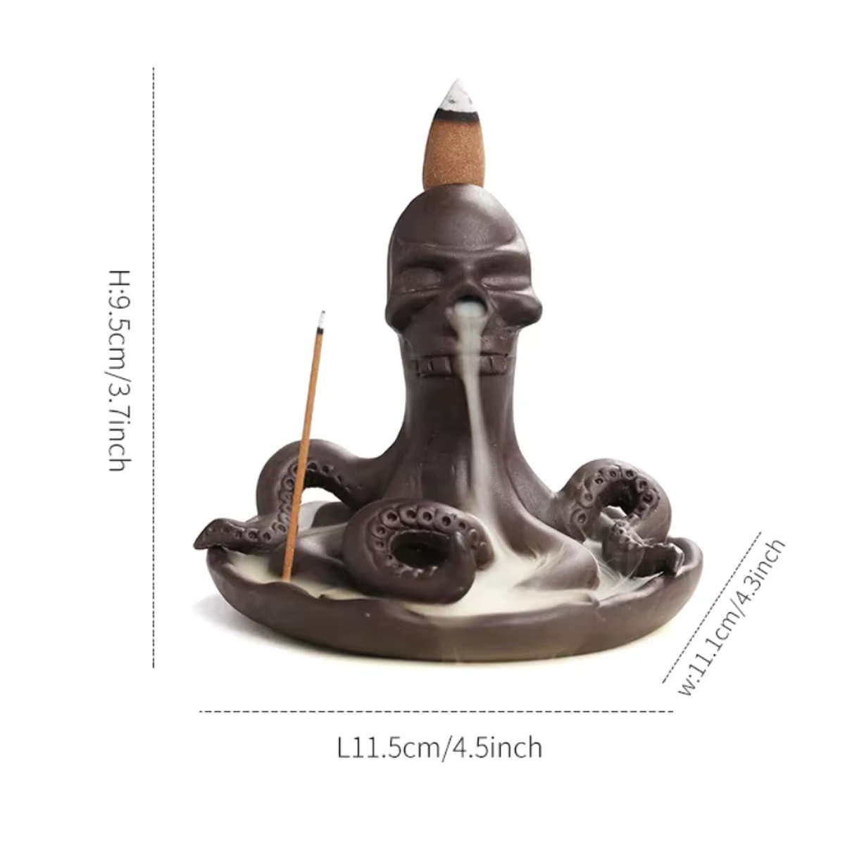 MINIDEAL Rückfluss-Weihrauchbrenner Oktopus aus Keramik in Braun für Räucherstäbchen und maritimes Wohnambiente - Bild 6