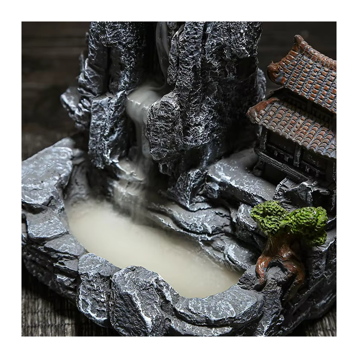 MINIDEAL Wasserfall Rückfluss Weihrauch Brenner Zen Dekoration in Grau aus Kunstharz - Bild 4