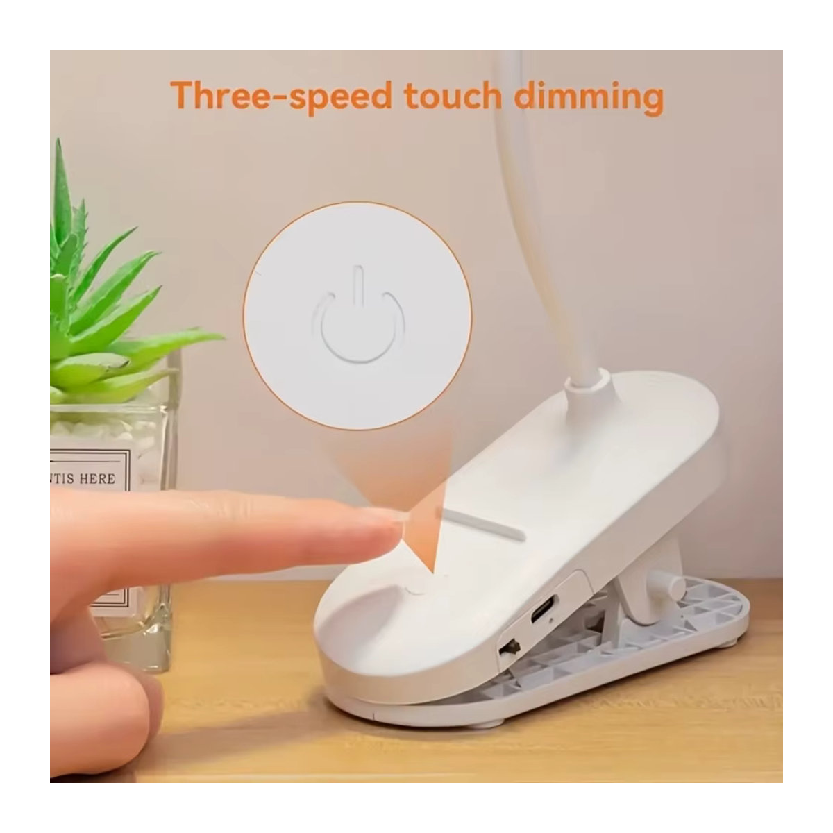 Minimalistische Clip-on LED Schreibtischlampe mit USB-Ladefunktion in Weiß - Bild 3