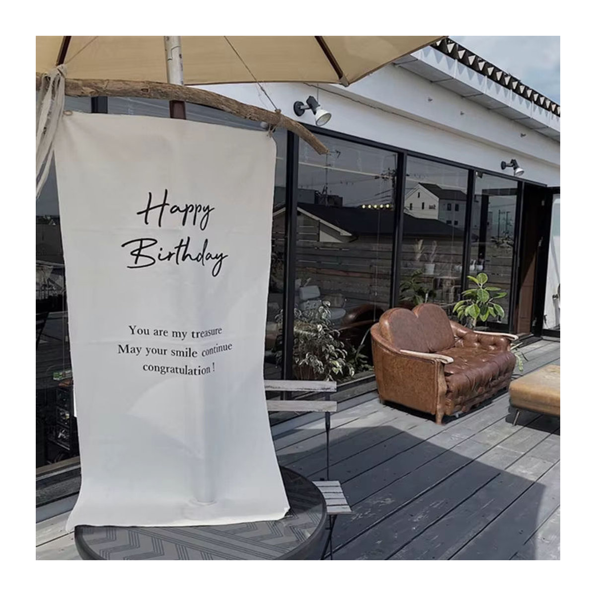 Minimalistische Geburtstag Dekoration aus Textil mit Alles Gute zum Geburtstag Schriftzug in Weiß - Bild 4