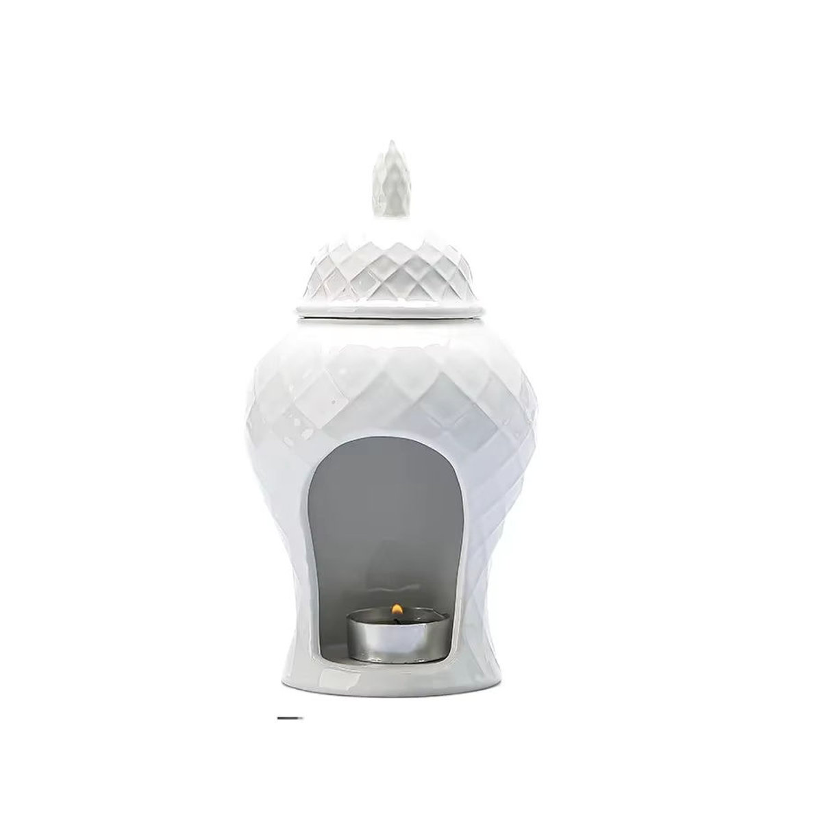 Minimalistische Keramik-Aromatherapie-Lampe in Weiß für Teelicht und Weihrauch zur Dekoration - Bild 4