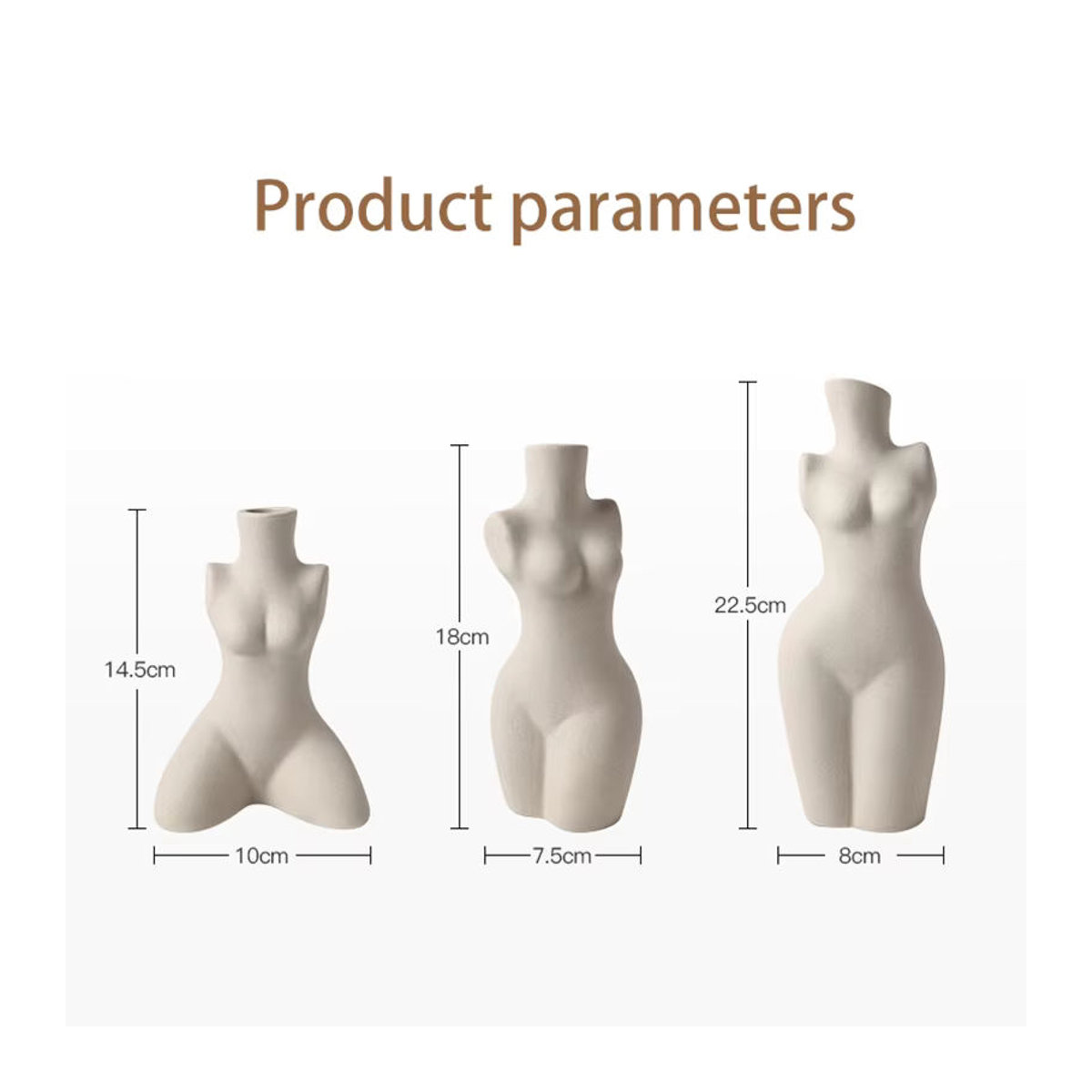 Minimalistische Keramikvase in Form einer menschlichen Skulptur, weiß, dekorative Kunstvase für Schnittblumen - Bild 4