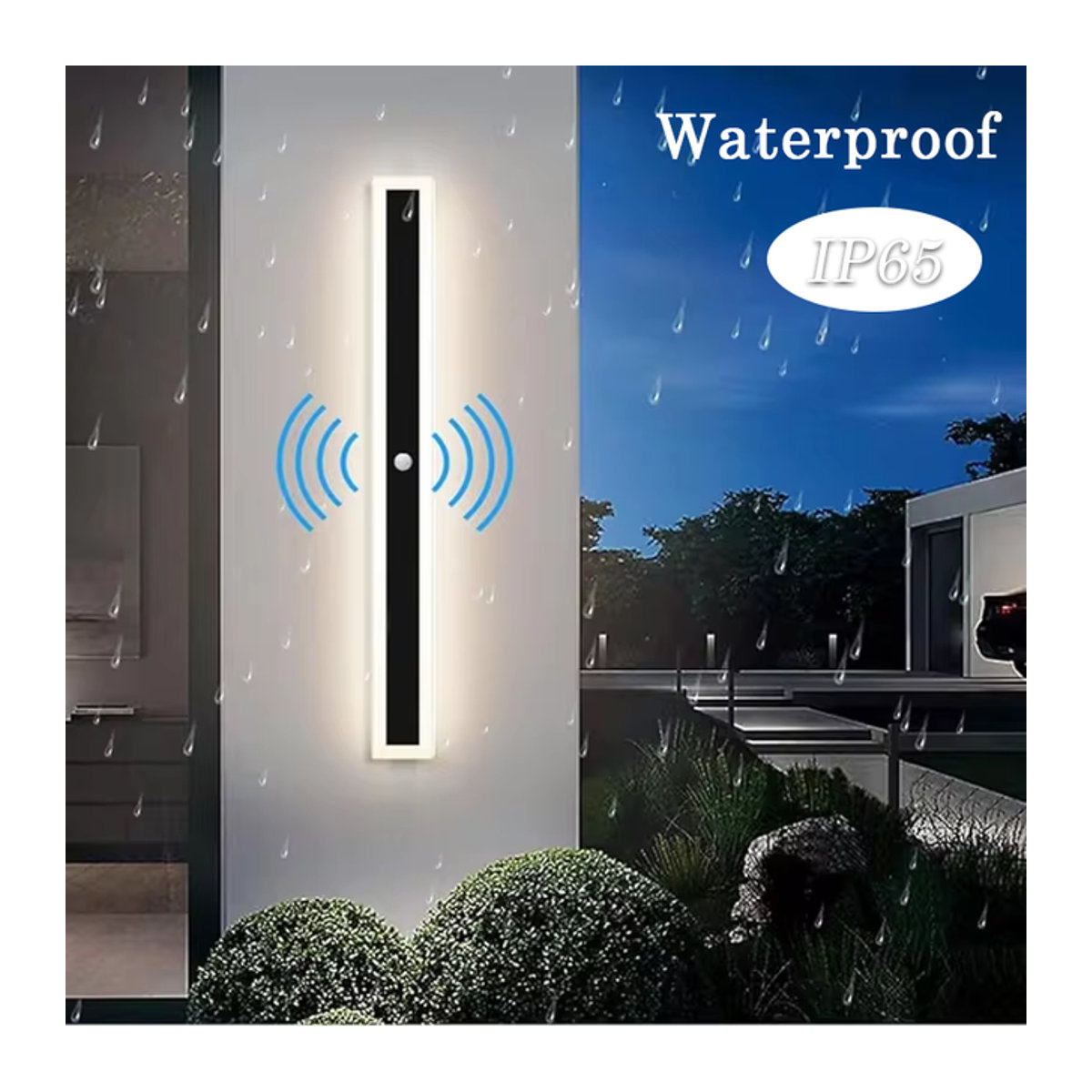 Minimalistische LED Außenwandleuchte aus Metall mit Bewegungssensor in Schwarz oder Weiß, IP65 wasserdicht - Bild 1