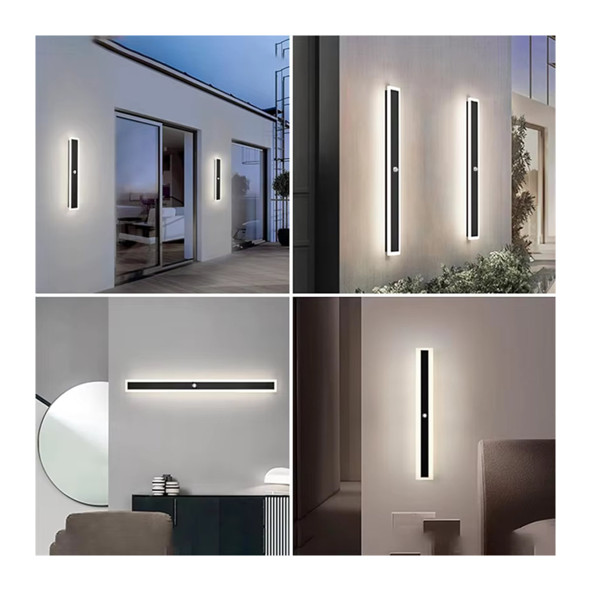 Minimalistische LED Außenwandleuchte aus Metall mit Bewegungssensor in Schwarz oder Weiß, IP65 wasserdicht - Bild 3