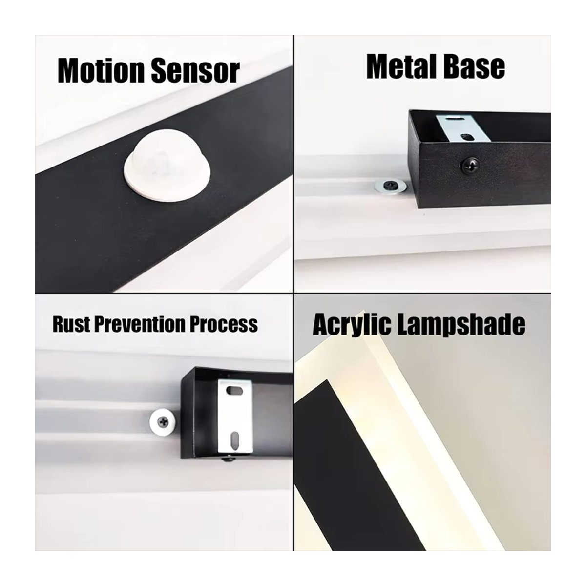 Minimalistische LED Außenwandleuchte aus Metall mit Bewegungssensor in Schwarz oder Weiß, IP65 wasserdicht - Bild 4