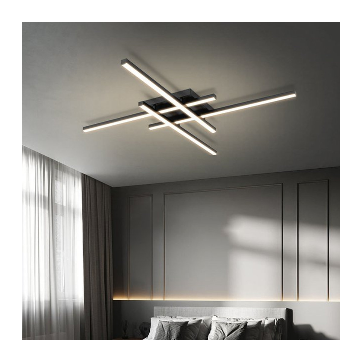 Minimalistische LED-Deckenlampe von CETANT aus Aluminium in Schwarz mit warmweißem Licht - Bild 1