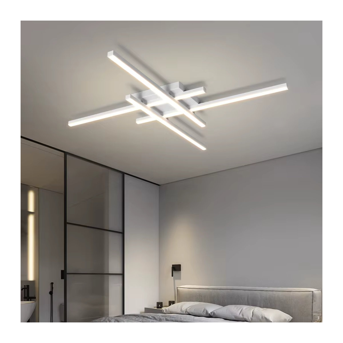 Minimalistische LED-Deckenlampe von CETANT aus Aluminium in Schwarz mit warmweißem Licht - Bild 3