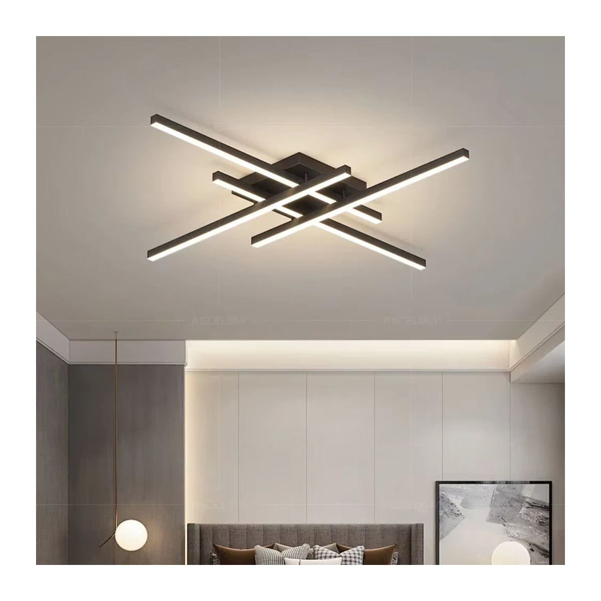 Minimalistische LED-Deckenlampe von CETANT aus Aluminium in Schwarz mit warmweißem Licht - Bild 4