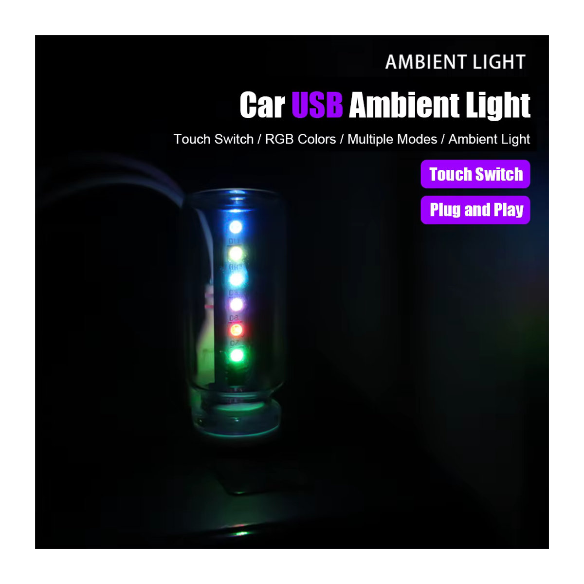 Minimalistische LED-Nachttischlampe aus Glas mit 7 Farben, Touch-Steuerung und einstellbarer Helligkeit via USB - Bild 2