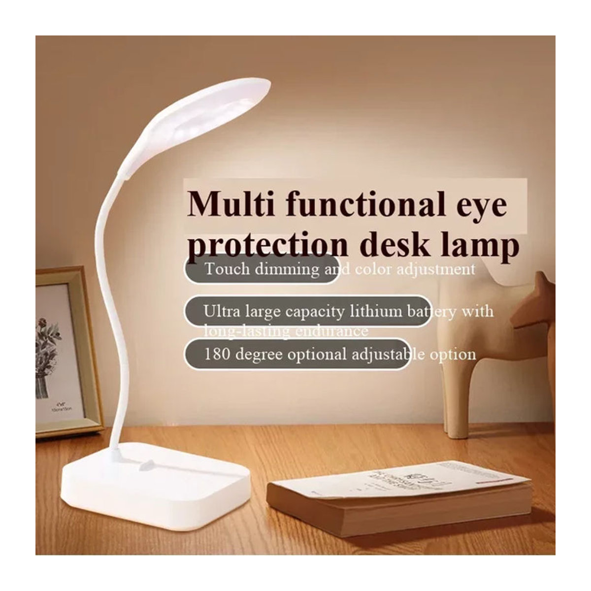 Minimalistische LED-Nachttischlampe in Weiß für Studium und Schlafzimmer mit integriertem Ladegerät - Bild 1