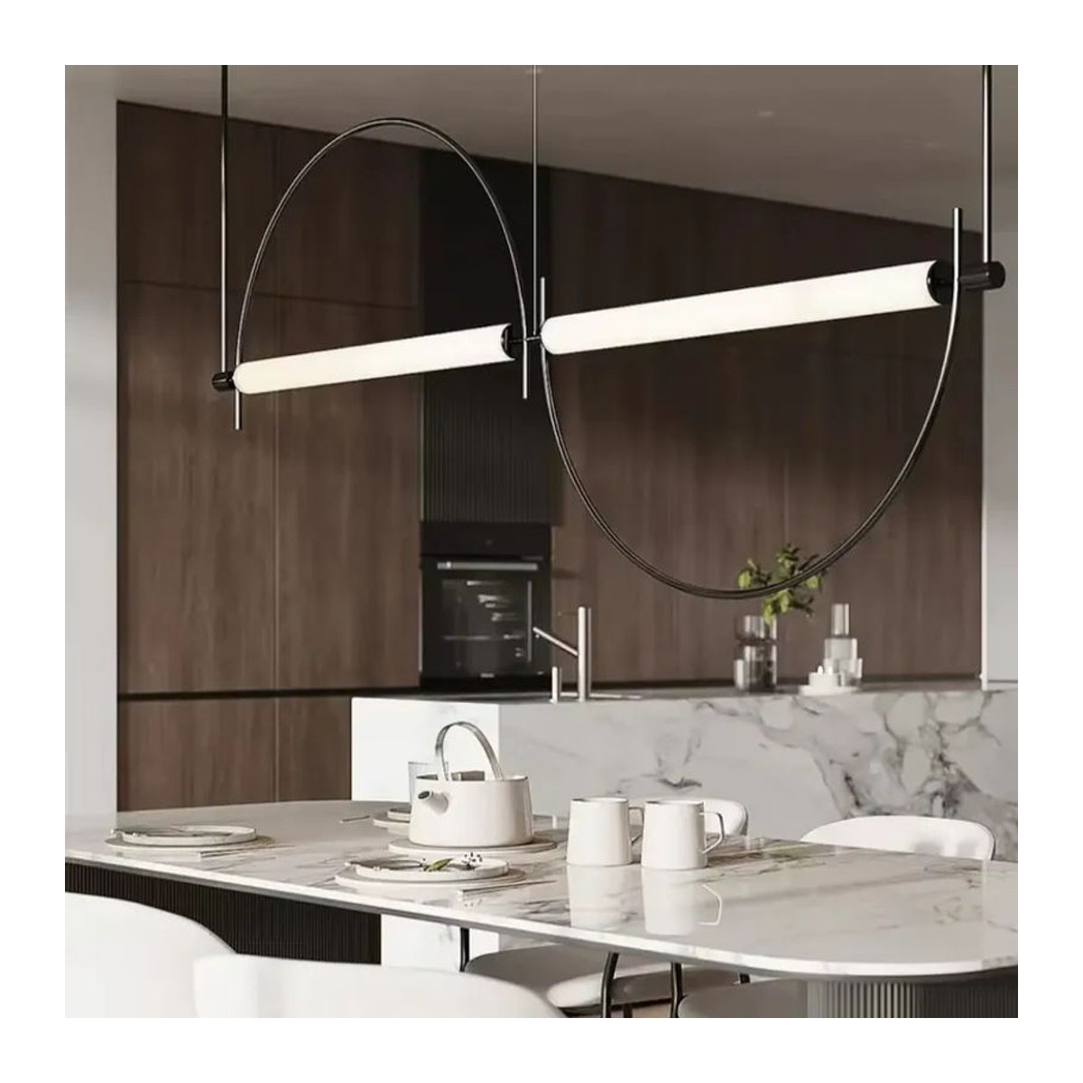 Minimalistische LED-Pendelleuchte von TAONUANSHU in Schwarz/Weiß für Wohnzimmer, Esszimmer und Arbeitszimmer - Bild 3