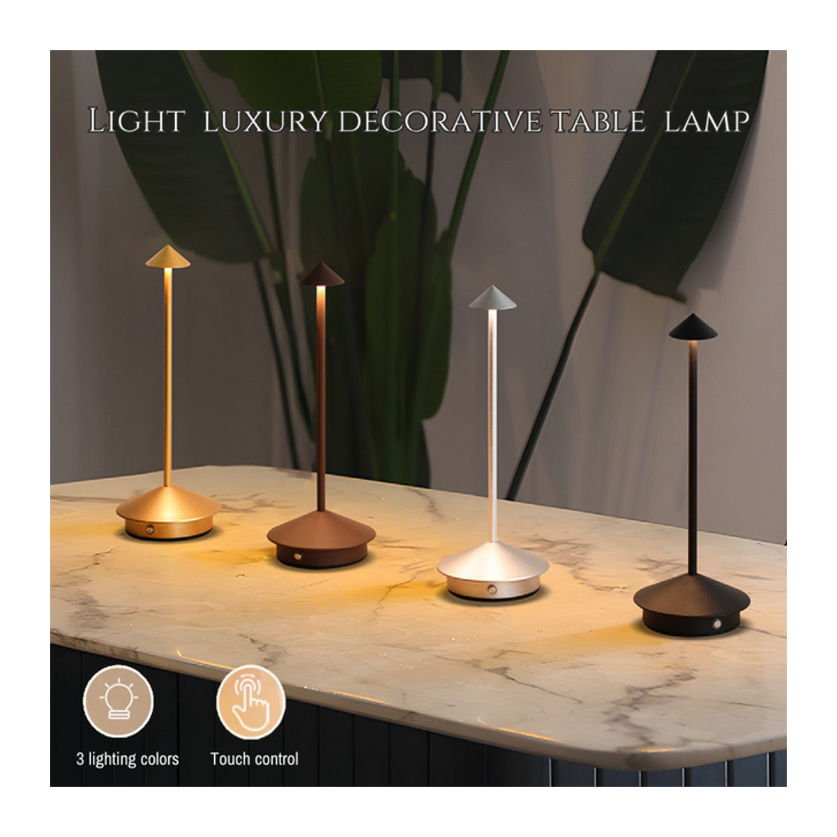 Minimalistische LED Schreibtischlampe in Schwarz mit Touch-Steuerung, 3 Farben und stufenloser Dimmung - Bild 1
