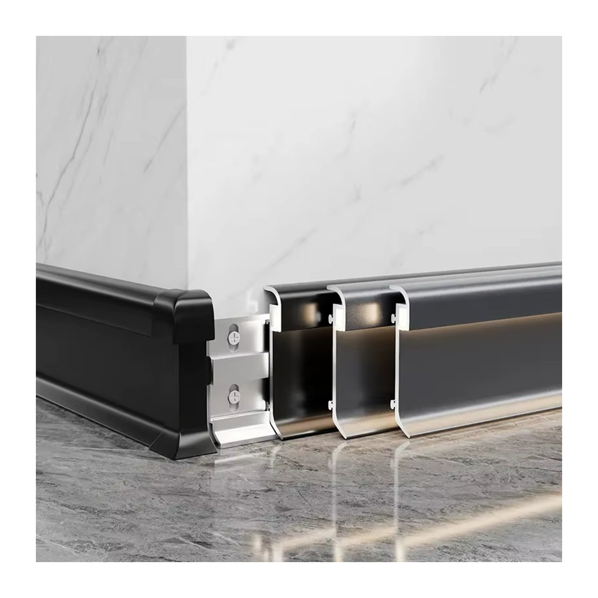 Minimalistische LED-Sockel-Linie Aluminium Profil Oberfläche Montiert Ksdligh Bodenlampe für Wohnzimmer und Korridor H: 5/8 cm - Bild 6