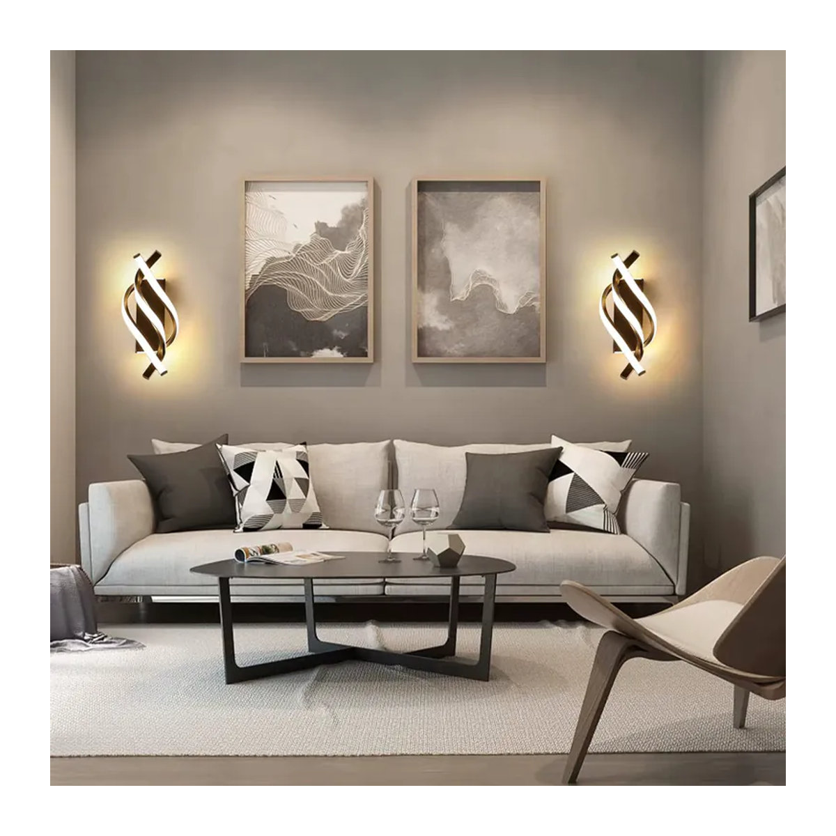 Minimalistische LED-Wandleuchte Bianco Caldo in Schwarz mit 22 W und 2500 lm für dein Wohnzimmer - Bild 3