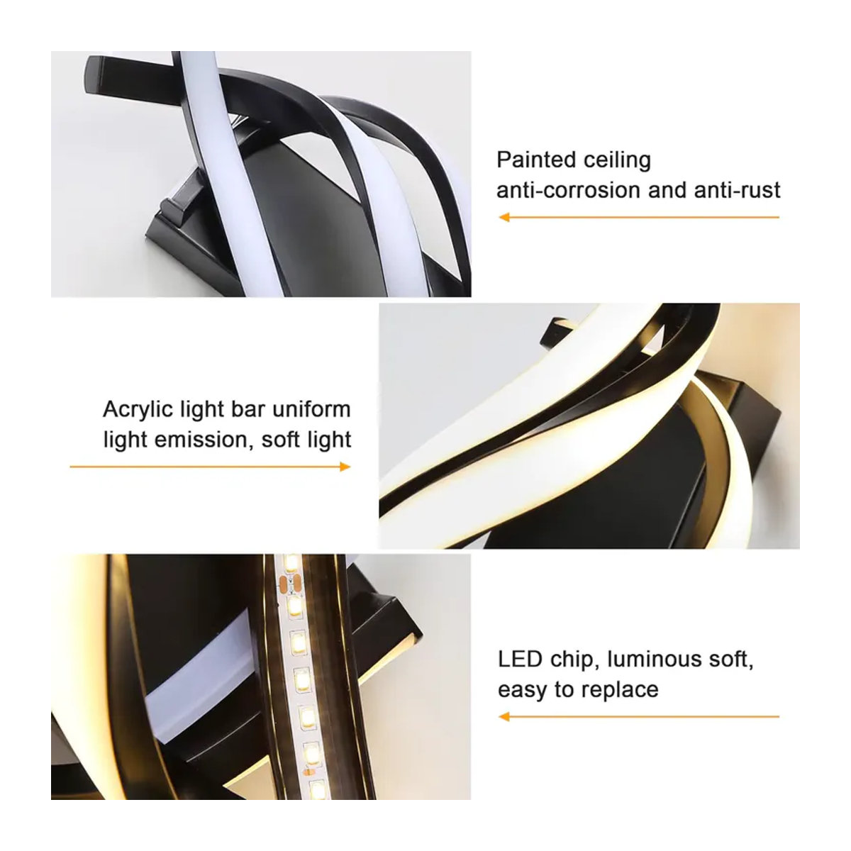 Minimalistische LED-Wandleuchte Bianco Caldo in Schwarz mit 22 W und 2500 lm für dein Wohnzimmer - Bild 4