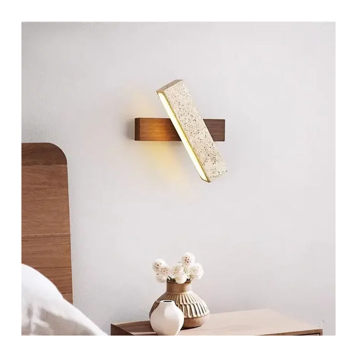 Minimalistische Naturstein Wandleuchte aus Pumous in Braun für Foyer, Esszimmer und Schlafzimmer - Bild 1