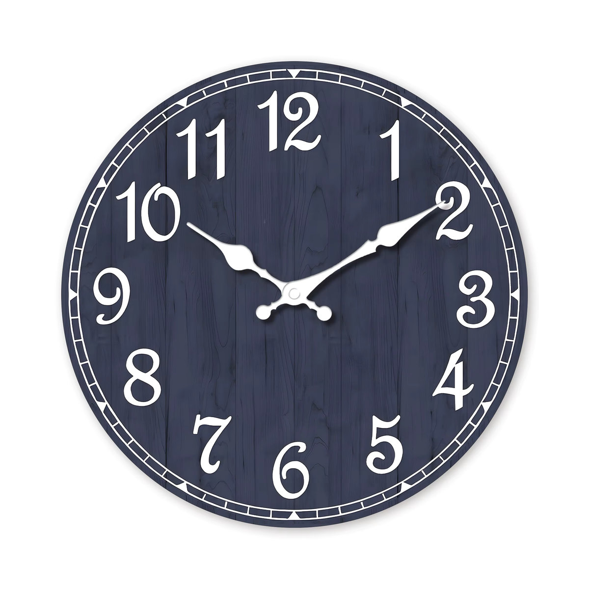 Minimalistische runde Wanduhr aus Holz mit abstraktem blau-lila Design für Wohnzimmer und Schlafzimmer - Bild 6