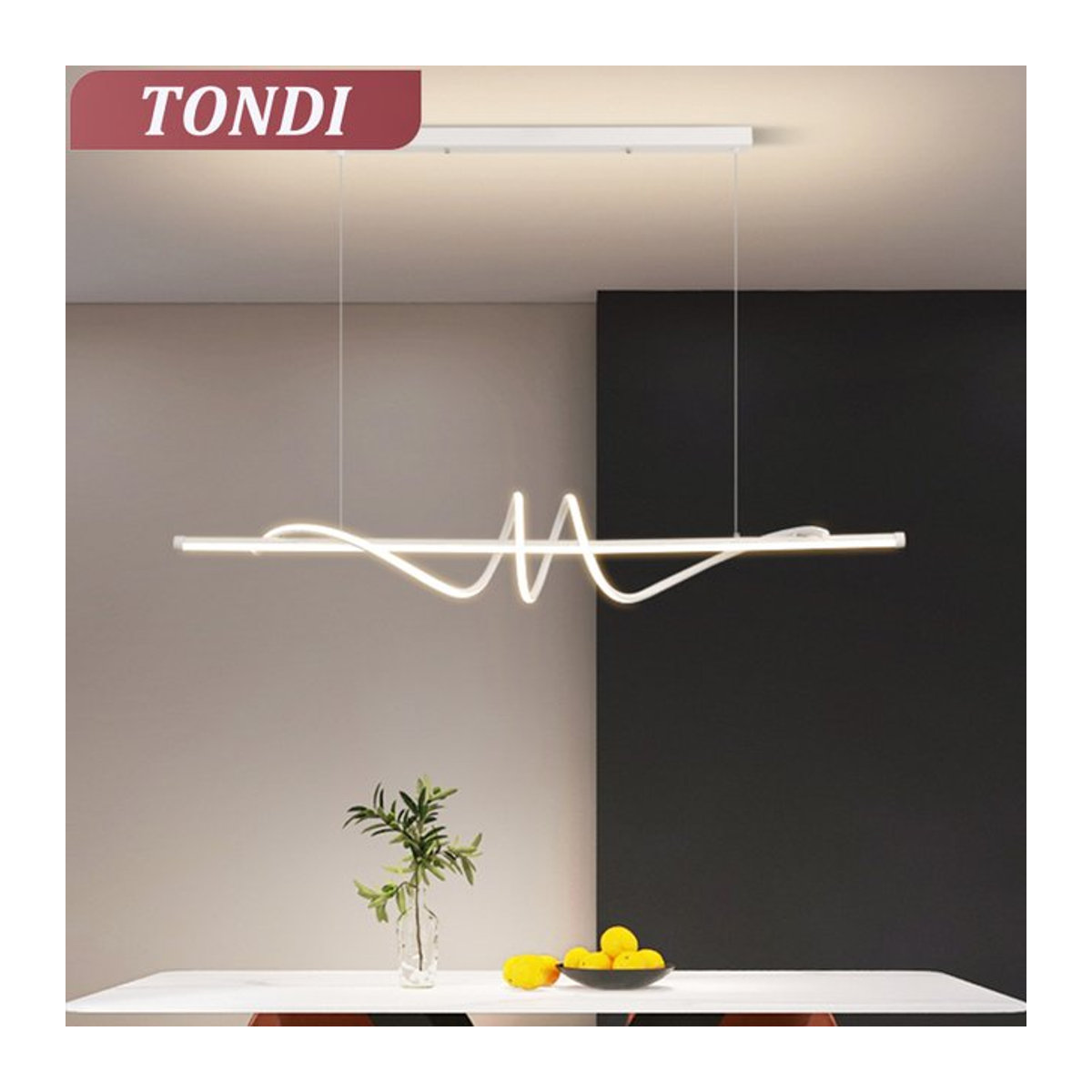 Minimalistische TONDI LED-Pendelleuchte in Weiß - Bild 1