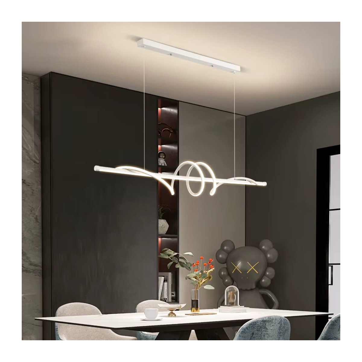 Minimalistische TONDI LED-Pendelleuchte in Weiß - Bild 2