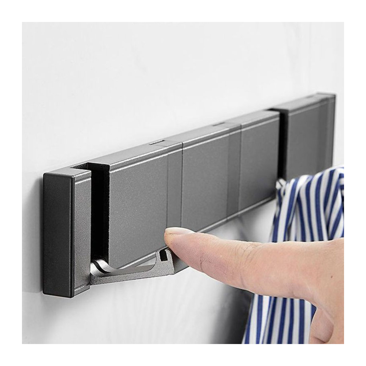 Minimalistische Wandgarderobe aus Kunststoff in Schwarz, faltbarer Wandhaken für Mantel und Hut - Bild 1