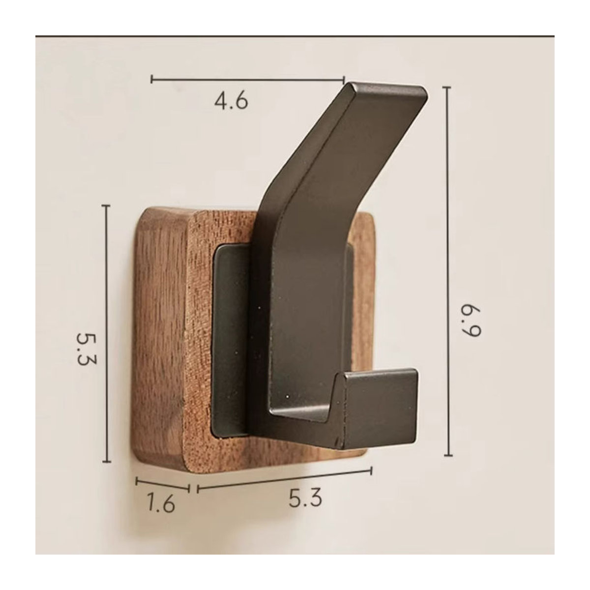 Minimalistische Wandgarderobe aus Walnussholz mit selbstklebenden Wandhaken für Flur und Schlafzimmer - Bild 5