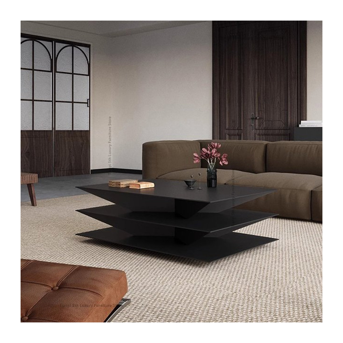 Minimalistischer Couchtisch Villa in Schwarz, rechteckig, B/T/H: 60 x 40 x 40 cm - Bild 1