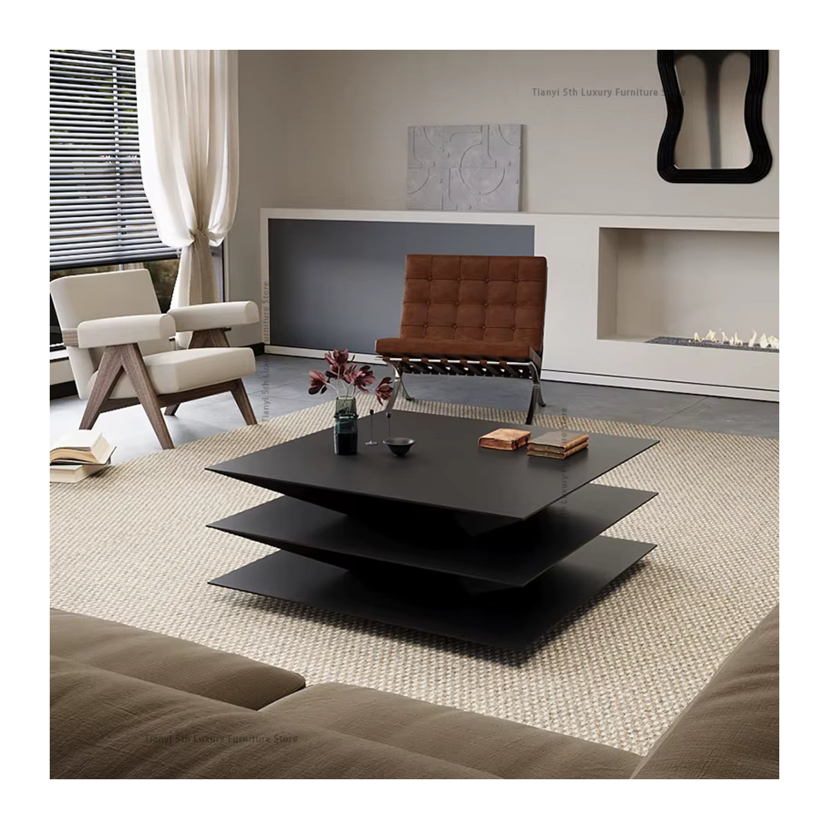 Minimalistischer Couchtisch Villa in Schwarz, rechteckig, B/T/H: 60 x 40 x 40 cm - Bild 2