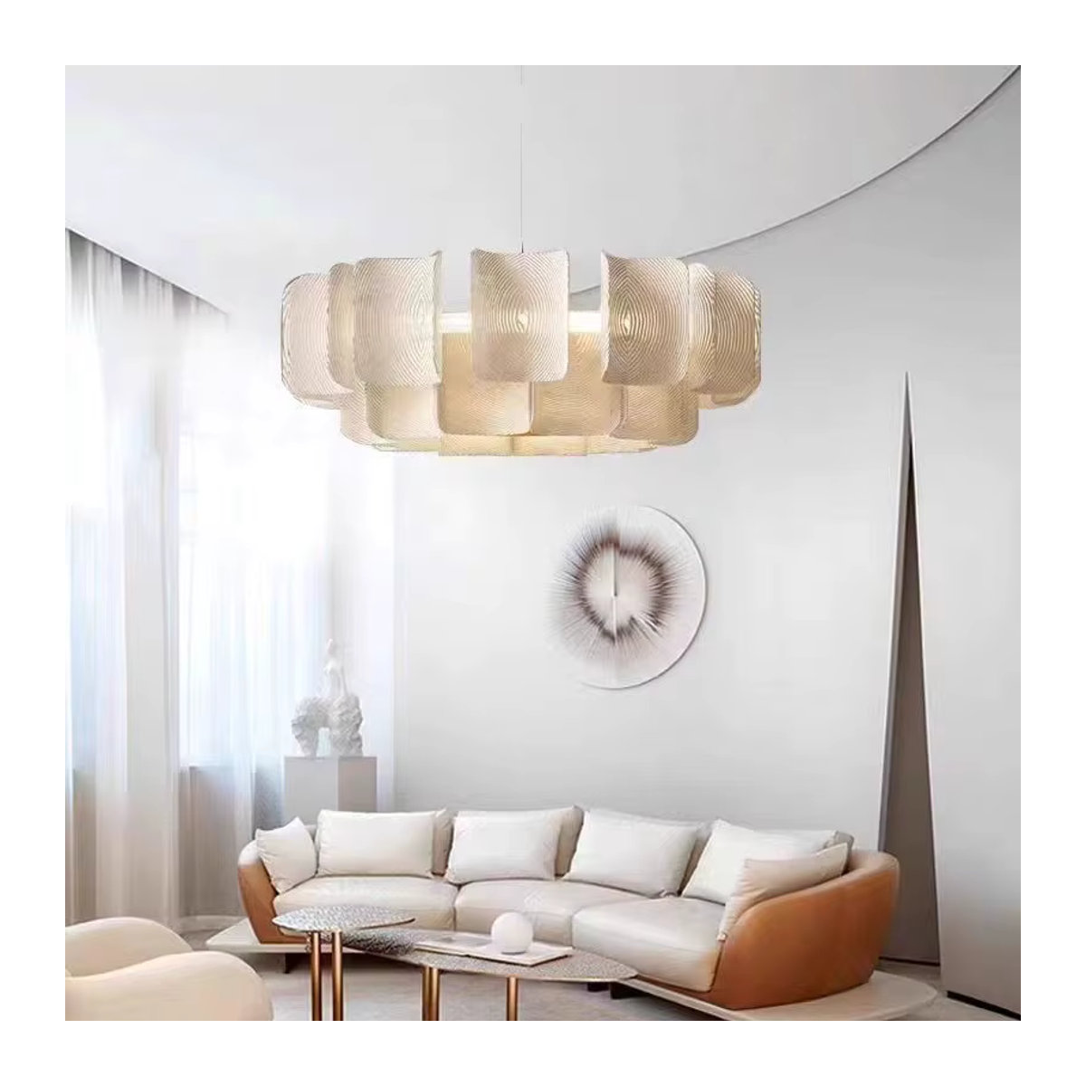 Minimalistischer Kronleuchter aus Acryl von HomeLover in Weiß für Wohnzimmer, Esszimmer oder Hotel-Lobby - Bild 3