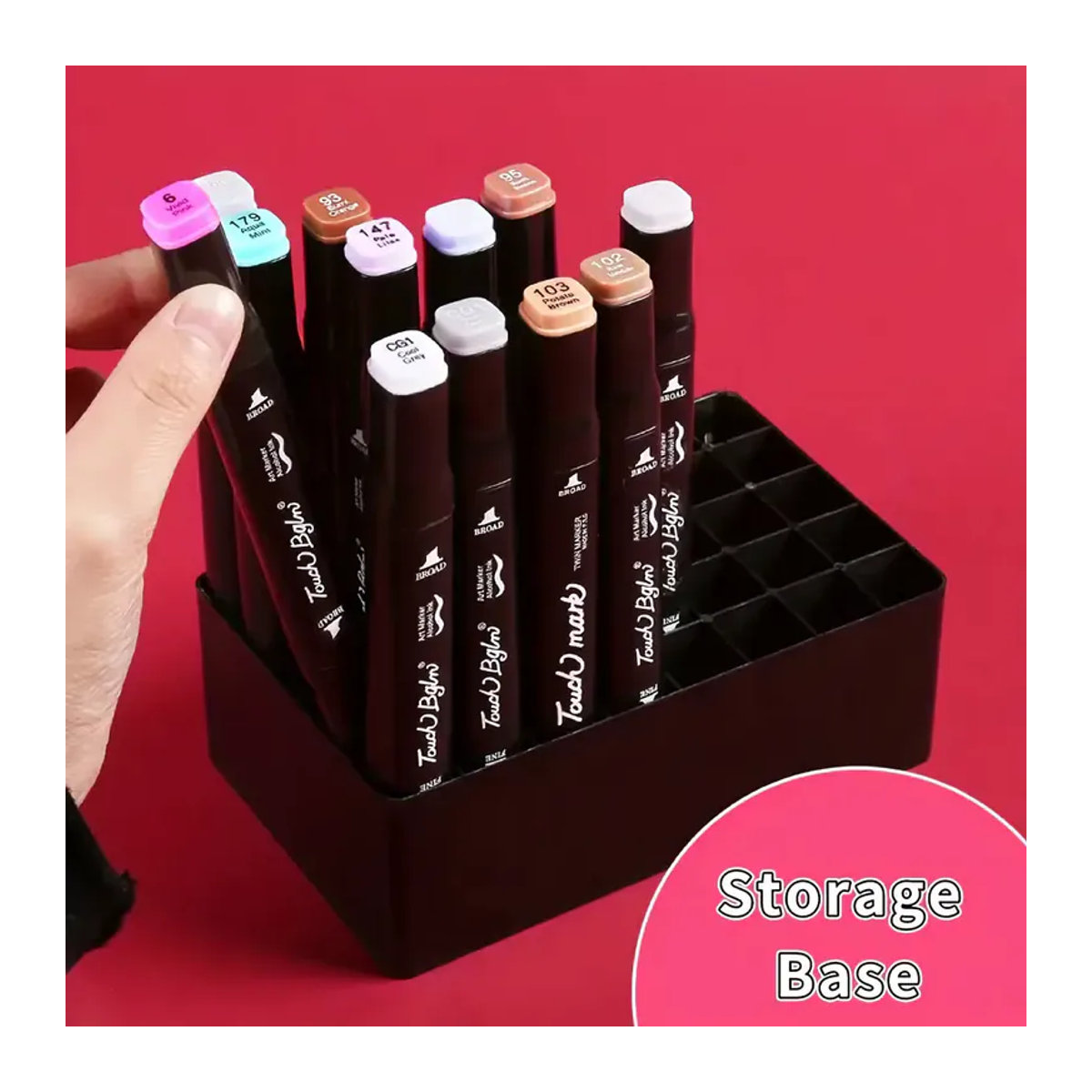 Minimalistischer Kunstmarker Stifthalter aus Kunststoff in Schwarz mit 36 Fächern für deine Desktop-Organisation - Bild 3