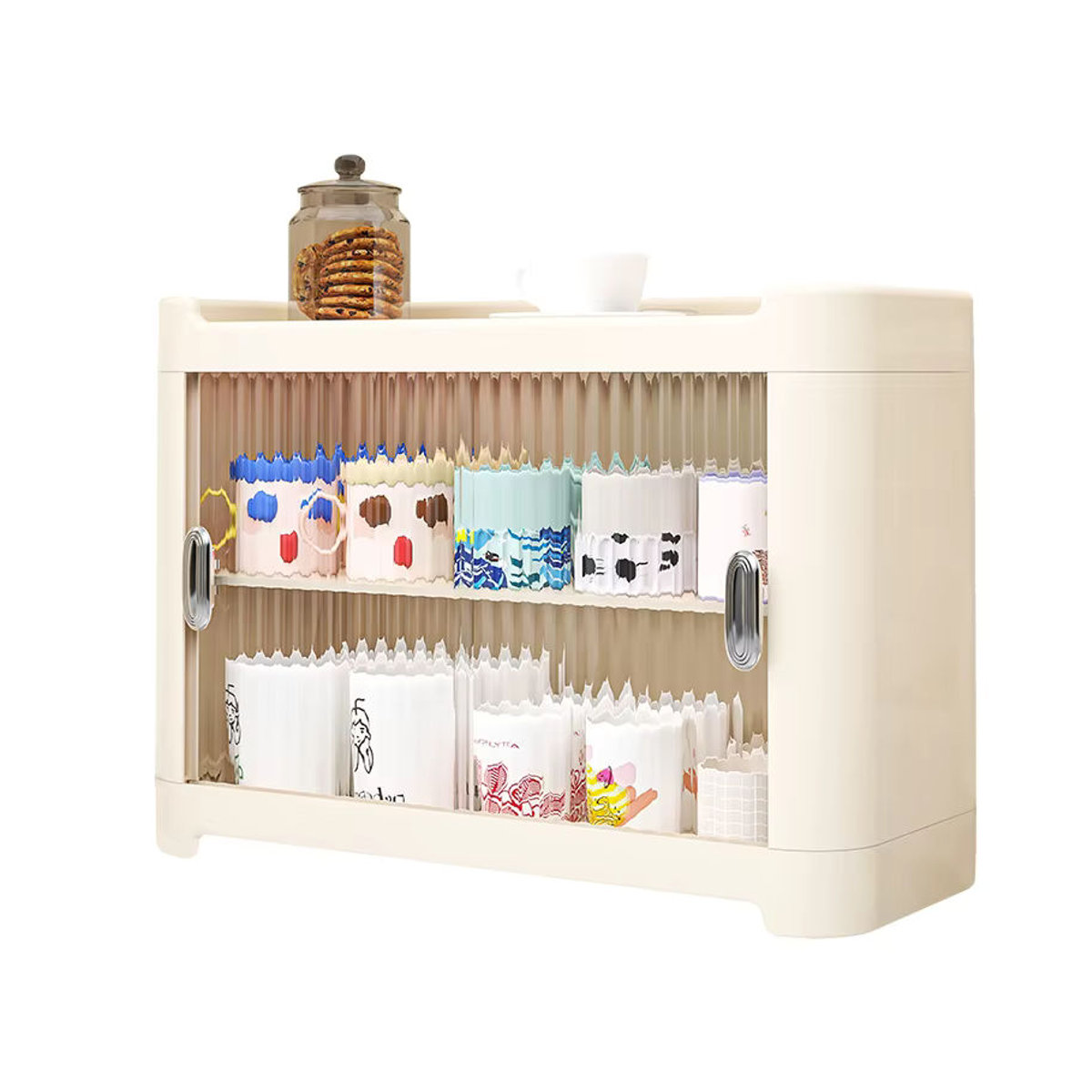 Minimalistischer Luxus Tassenschrank in Beige zur staubgeschützten Lagerung von Tassen und Gläsern - Bild 3