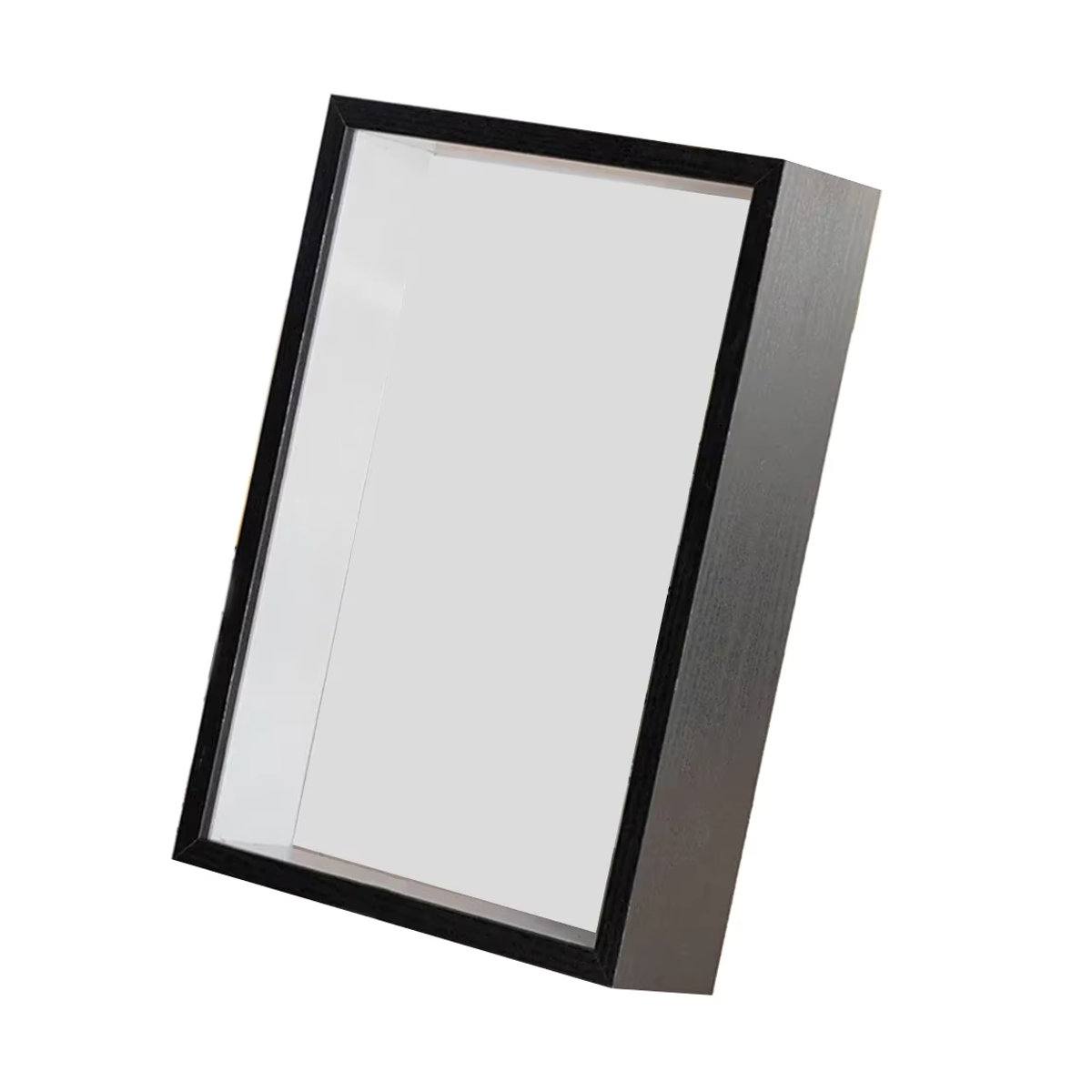 Minimalistischer rechteckiger Fotorahmen aus Holz mit Passepartout in Weiß und Schwarz, B/H: 15,24 x 5 x 5 cm - Bild 1