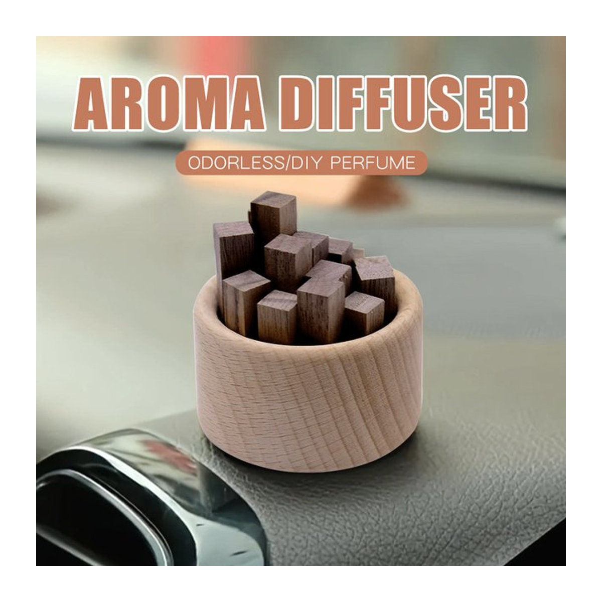 Minimalistischer Reed Diffuser aus Holz in Braun als dekoratives Wohnaccessoire und Auto-Lufterfrischer für deine Aromatherapie - Bild 1