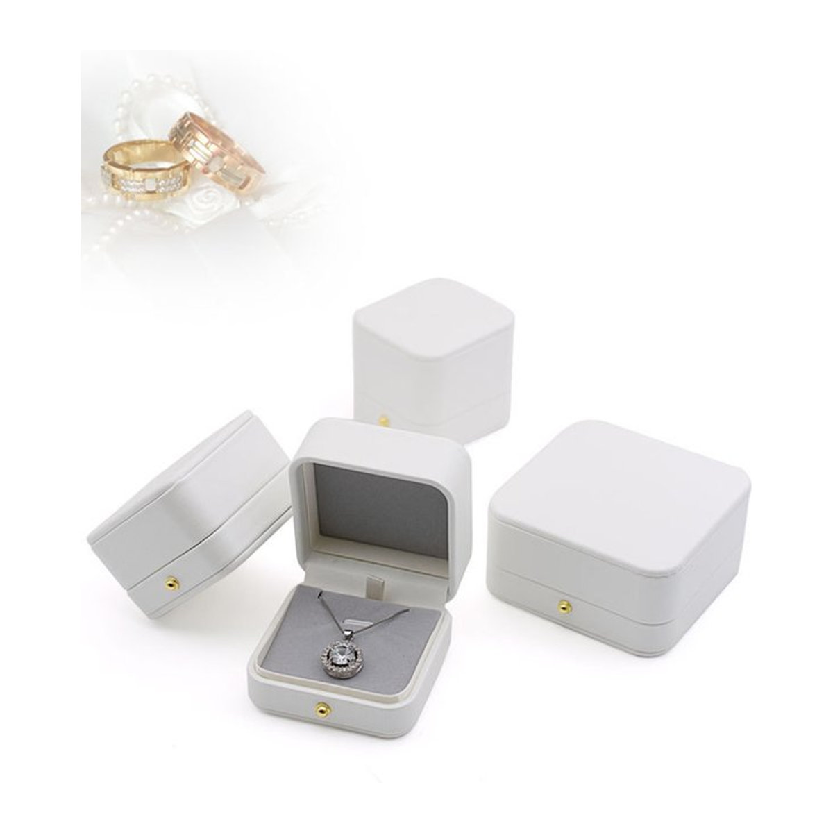 Minimalistischer Schmuck-Organizer aus Leder in Weiß für Armbänder, Ringe, Ohrringe und Anhänger - Bild 1
