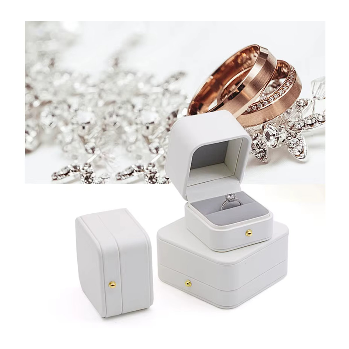 Minimalistischer Schmuck-Organizer aus Leder in Weiß für Armbänder, Ringe, Ohrringe und Anhänger - Bild 2