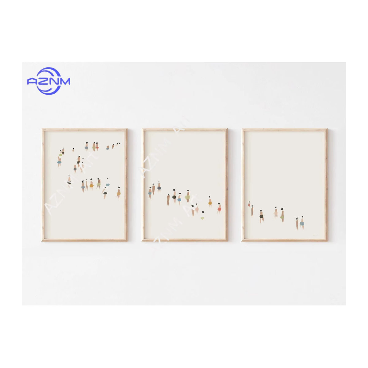 Minimalistischer Strand-Kunstdruck in Weiß als abstrakte maritime Wanddekoration aus Holz für dein Schlafzimmer - Bild 2