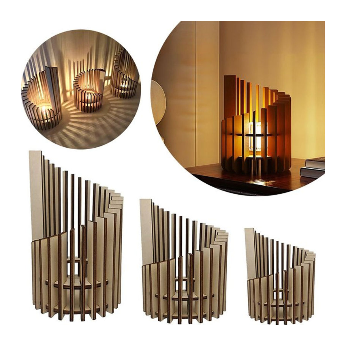 Minimalistischer Teelicht-Kerzenhalter aus Holz in Braun als dekorativer Becher - Bild 1