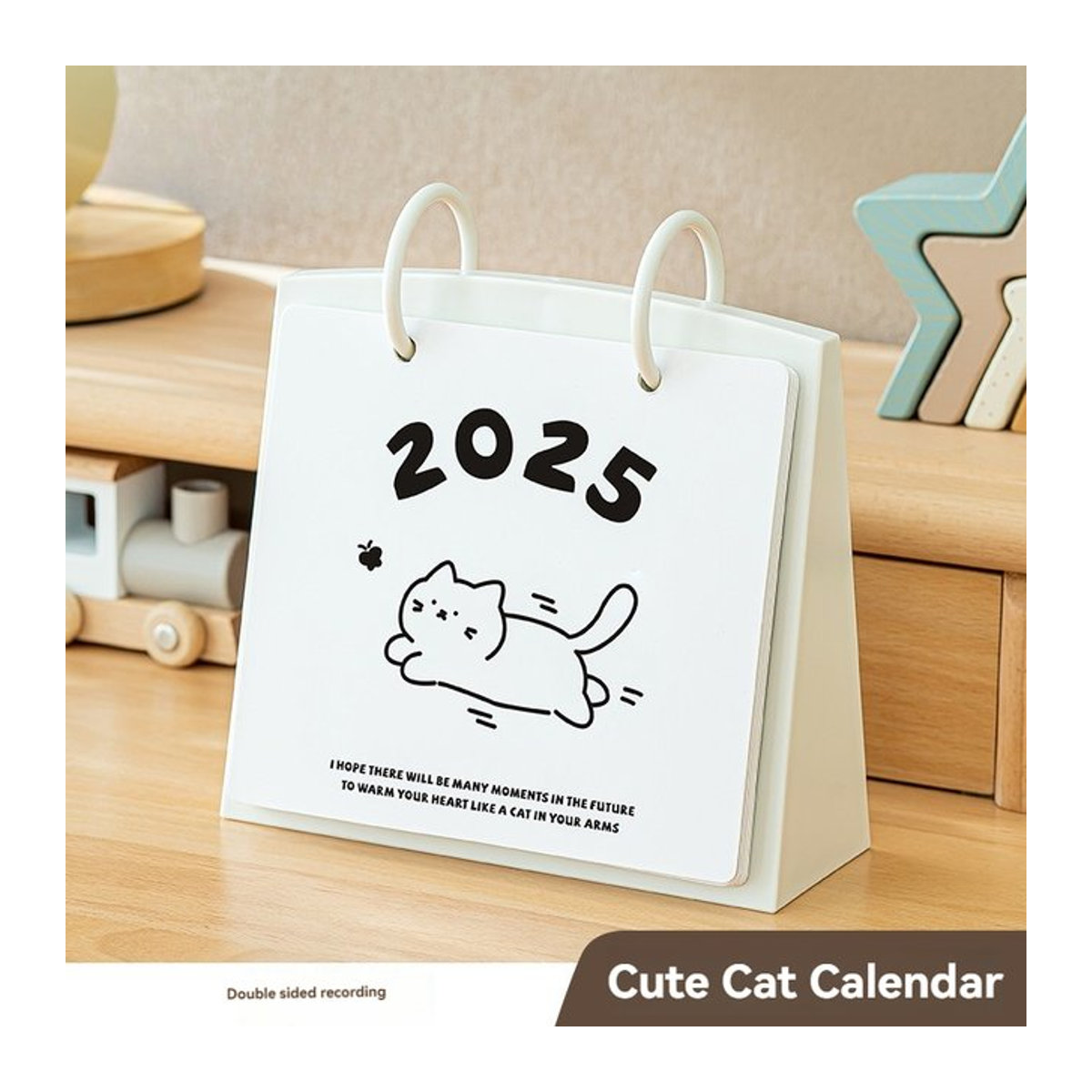 Minimalistischer Tischkalender Schlange Jahr in Weiß mit Memo-Funktion und Papier-Einsätzen - Bild 1