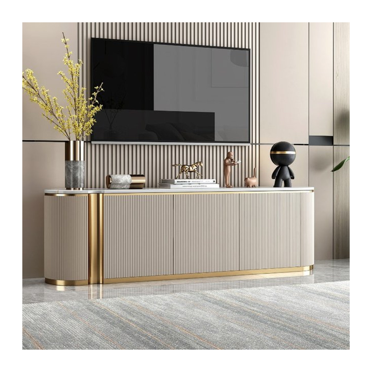 Minimalistischer TV-Schrank DUTRIEUX in Beige, klassisches Design, Breite: 180 cm - Bild 1