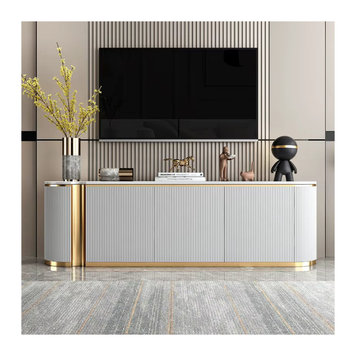 Minimalistischer TV-Schrank DUTRIEUX in Beige, klassisches Design, Breite: 180 cm - Bild 2