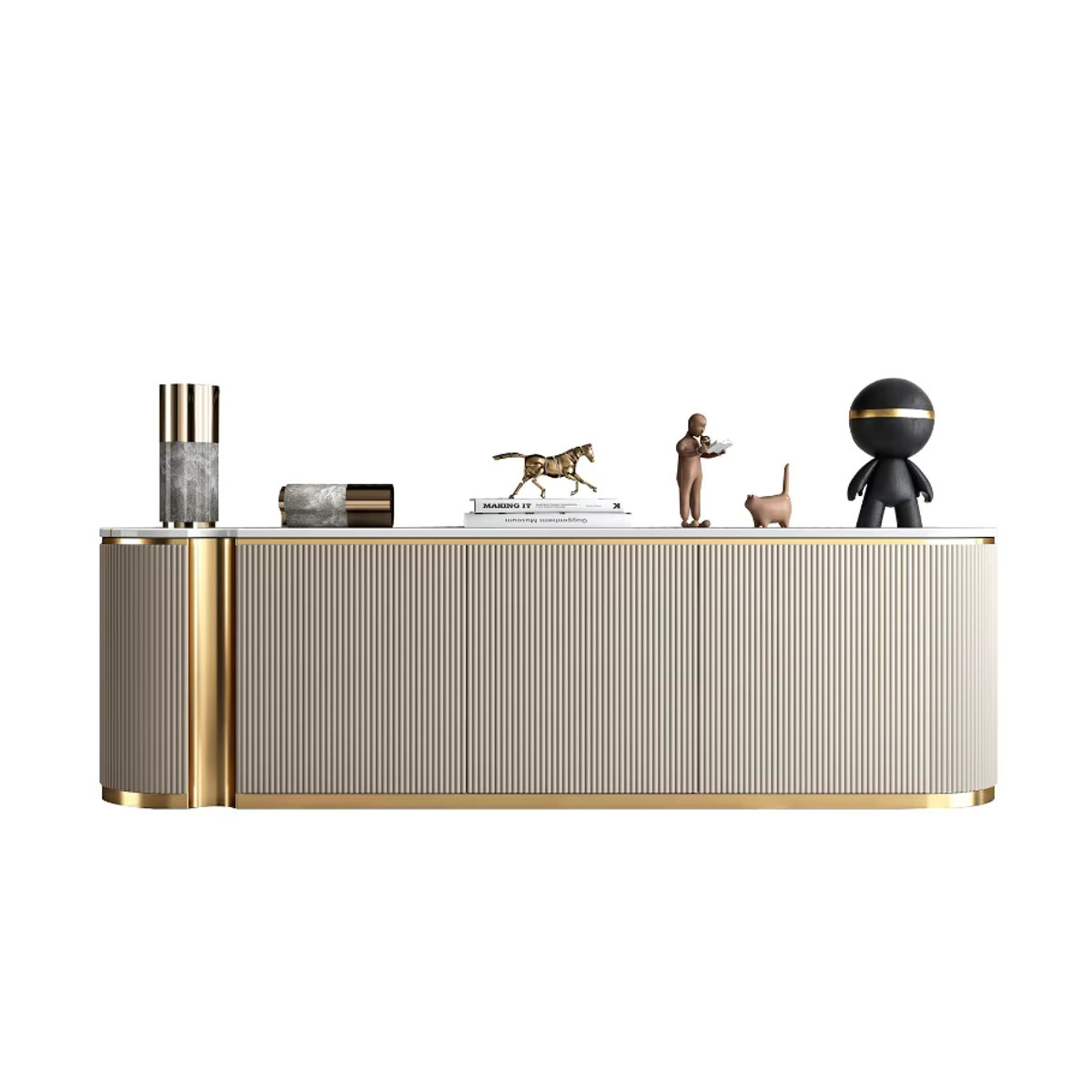Minimalistischer TV-Schrank DUTRIEUX in Beige, klassisches Design, Breite: 180 cm - Bild 4