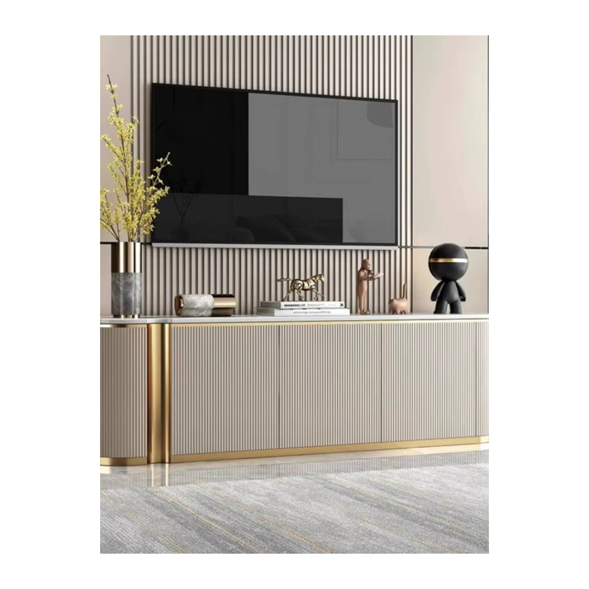 Minimalistischer TV-Schrank DUTRIEUX in Beige, klassisches Design, Breite: 180 cm - Bild 5