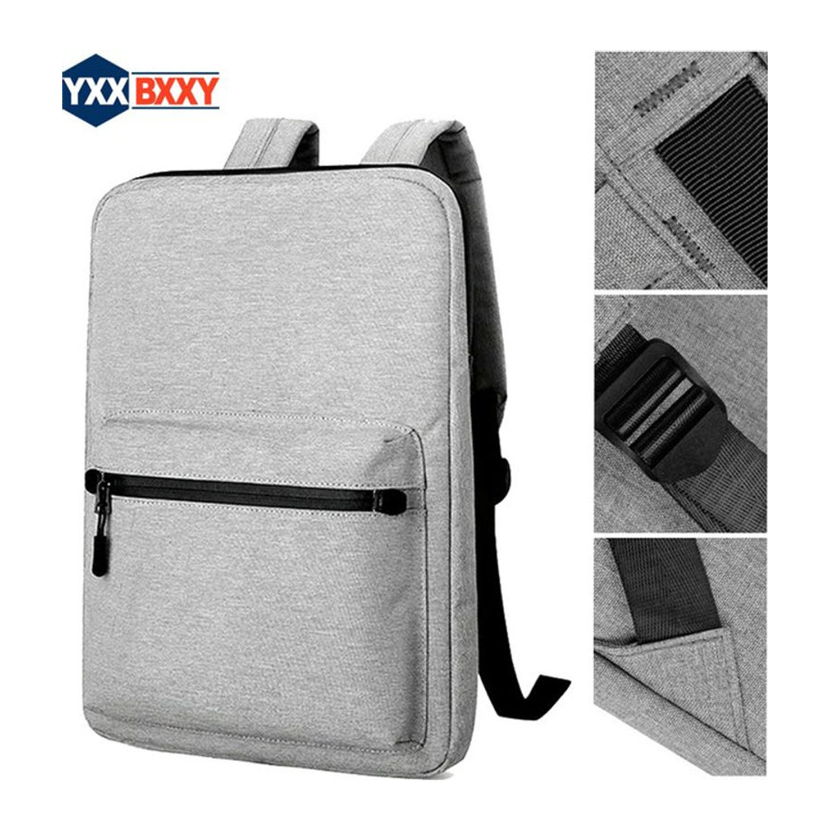 Minimalistischer und erweiterbarer Laptop-Rucksack in Grau, wasserabweisend, passend für 15,6-Zoll-Notebooks - Bild 1