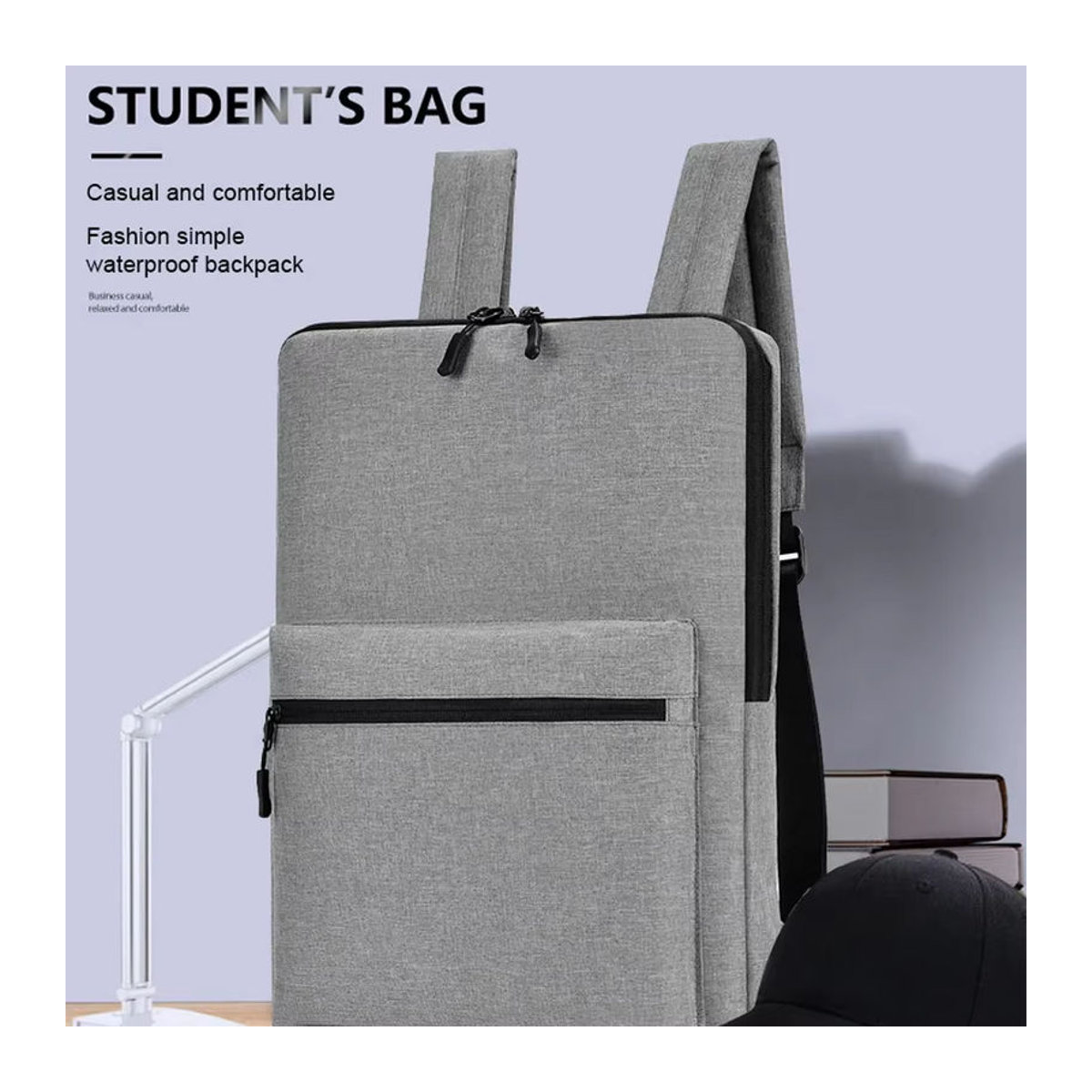 Minimalistischer und erweiterbarer Laptop-Rucksack in Grau, wasserabweisend, passend für 15,6-Zoll-Notebooks - Bild 6