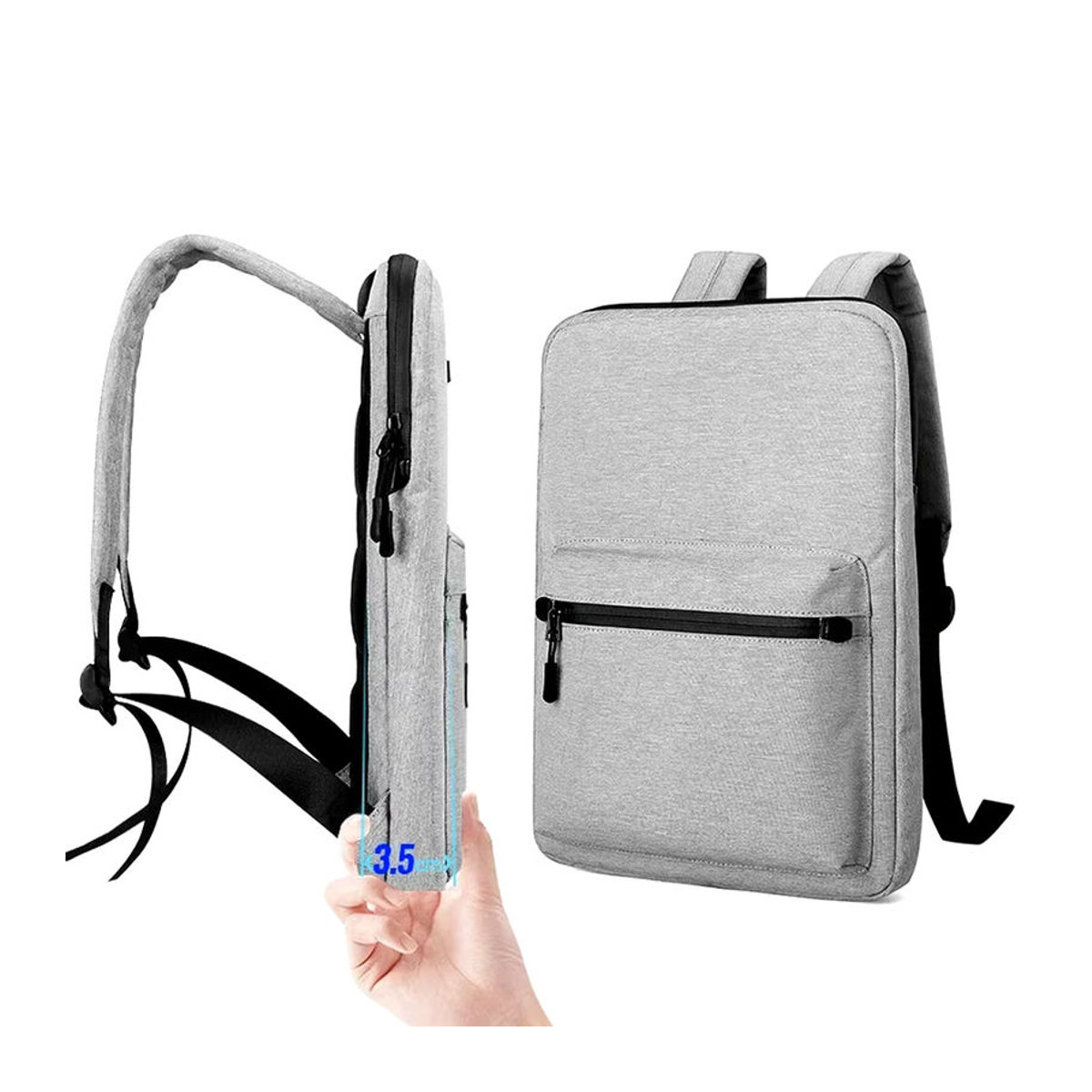 Minimalistischer und erweiterbarer Laptop-Rucksack in Grau, wasserabweisend, passend für 15,6-Zoll-Notebooks - Bild 7