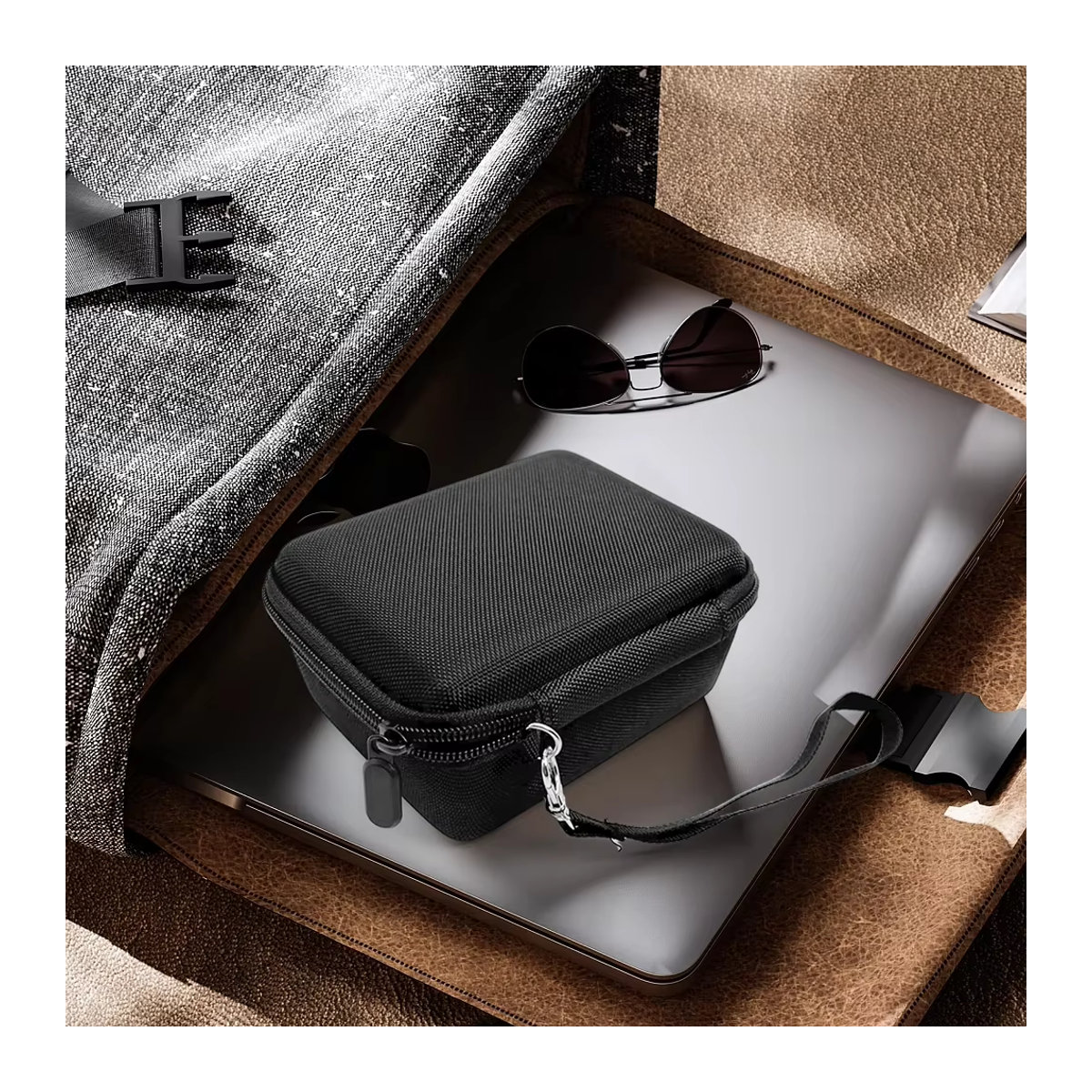 Minimalistischer USB-Stick Etui und SD-Karten Halter Organizer in Schwarz zur Aufbewahrung von Elektronik-Zubehör - Bild 3