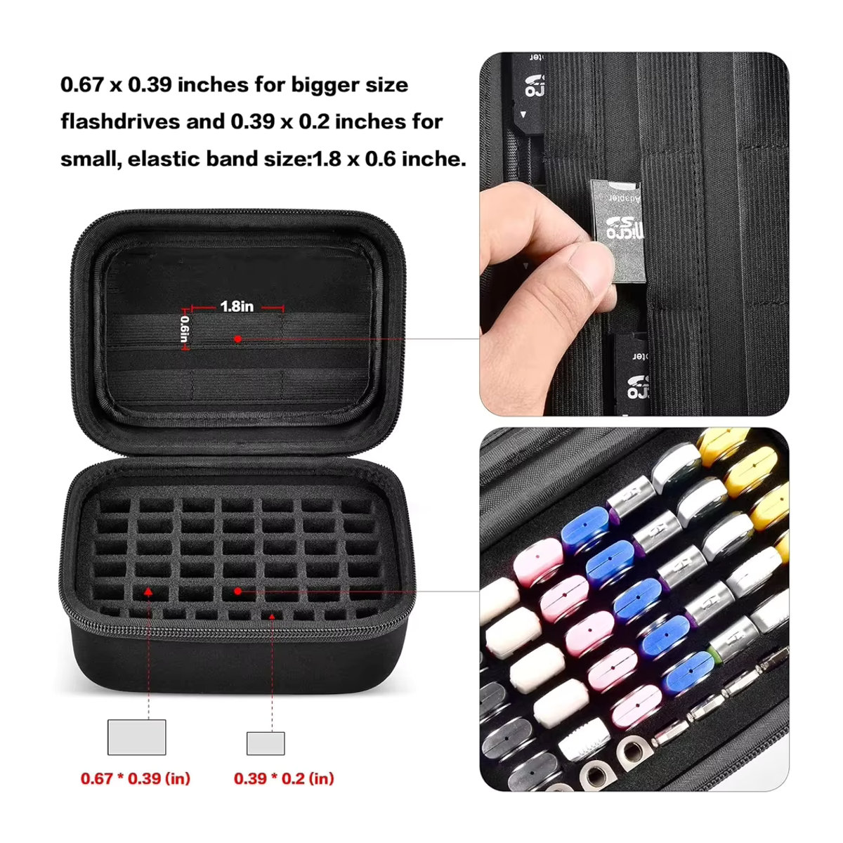Minimalistischer USB-Stick Etui und SD-Karten Halter Organizer in Schwarz zur Aufbewahrung von Elektronik-Zubehör - Bild 5